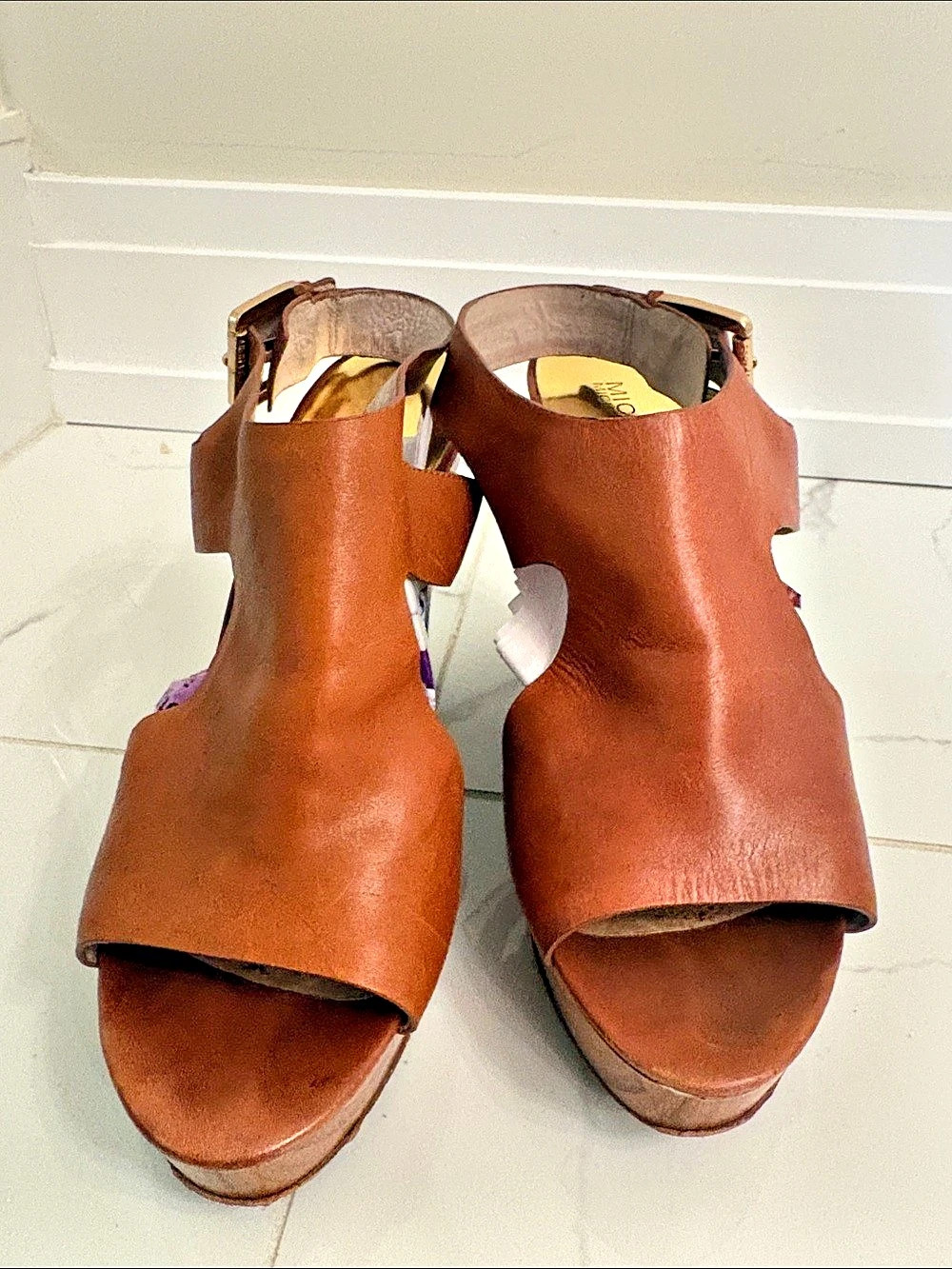 Michael Kors Brown Open-Toe Wedge Sandals